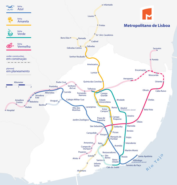 Karta över Lissabon Metro